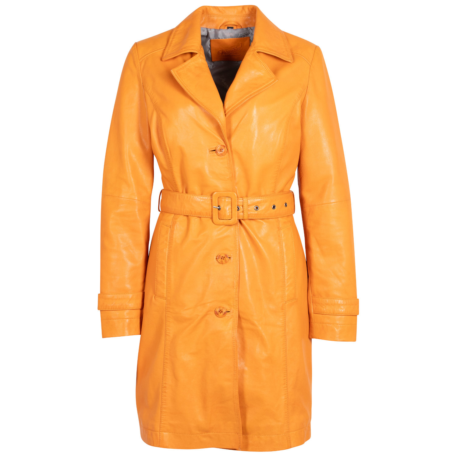 Długa skórzana kurtka damska Mauritius Pomarańczowa MWLeonne – Kurtki skórzane