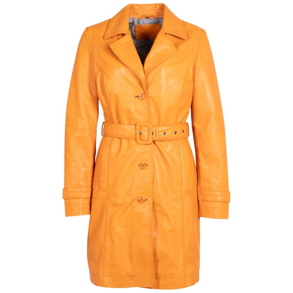 Długa skórzana kurtka damska Mauritius Pomarańczowa MWLeonne