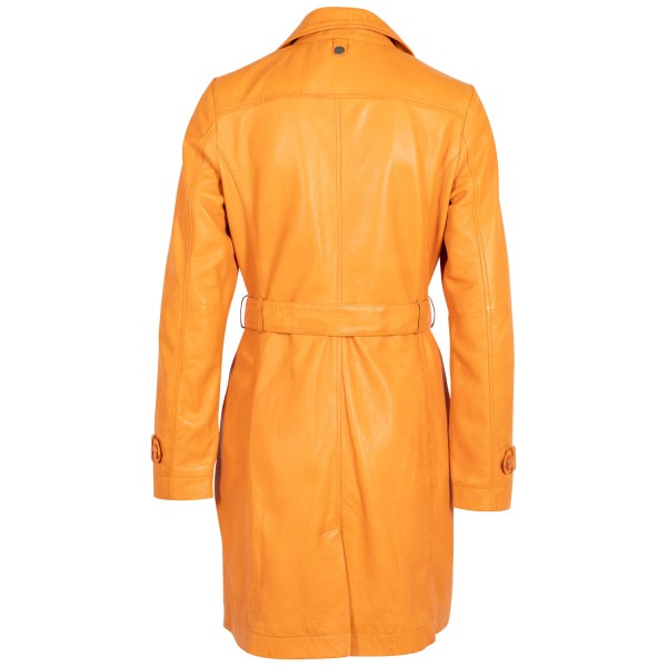 Długa skórzana kurtka damska Mauritius Pomarańczowa MWLeonne