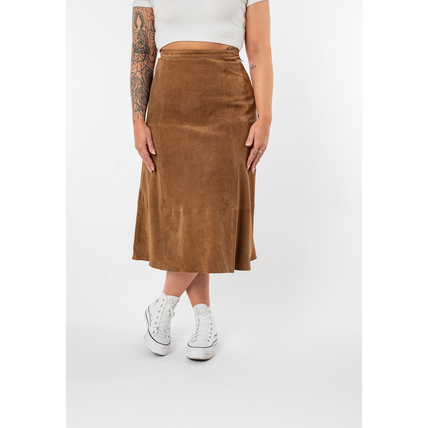 Długa skórzana spódnica damska Mauritius Ciemny kamel MWLielle