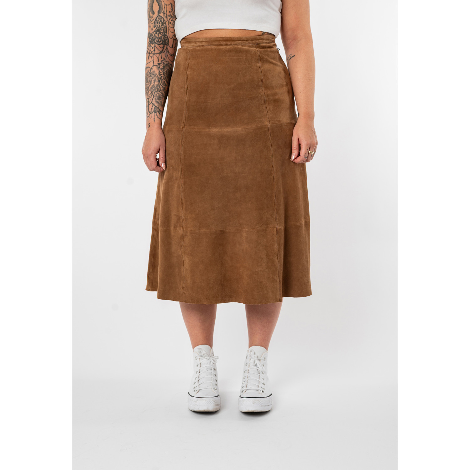 Długa skórzana spódnica damska Mauritius Ciemny kamel MWLielle