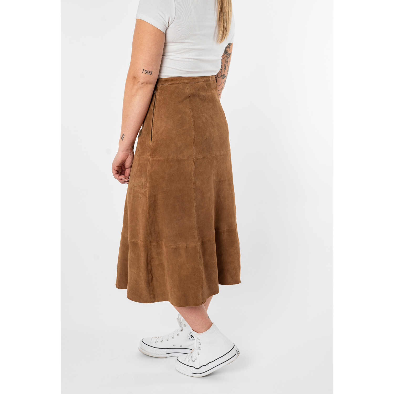 Długa skórzana spódnica damska Mauritius Ciemny kamel MWLielle