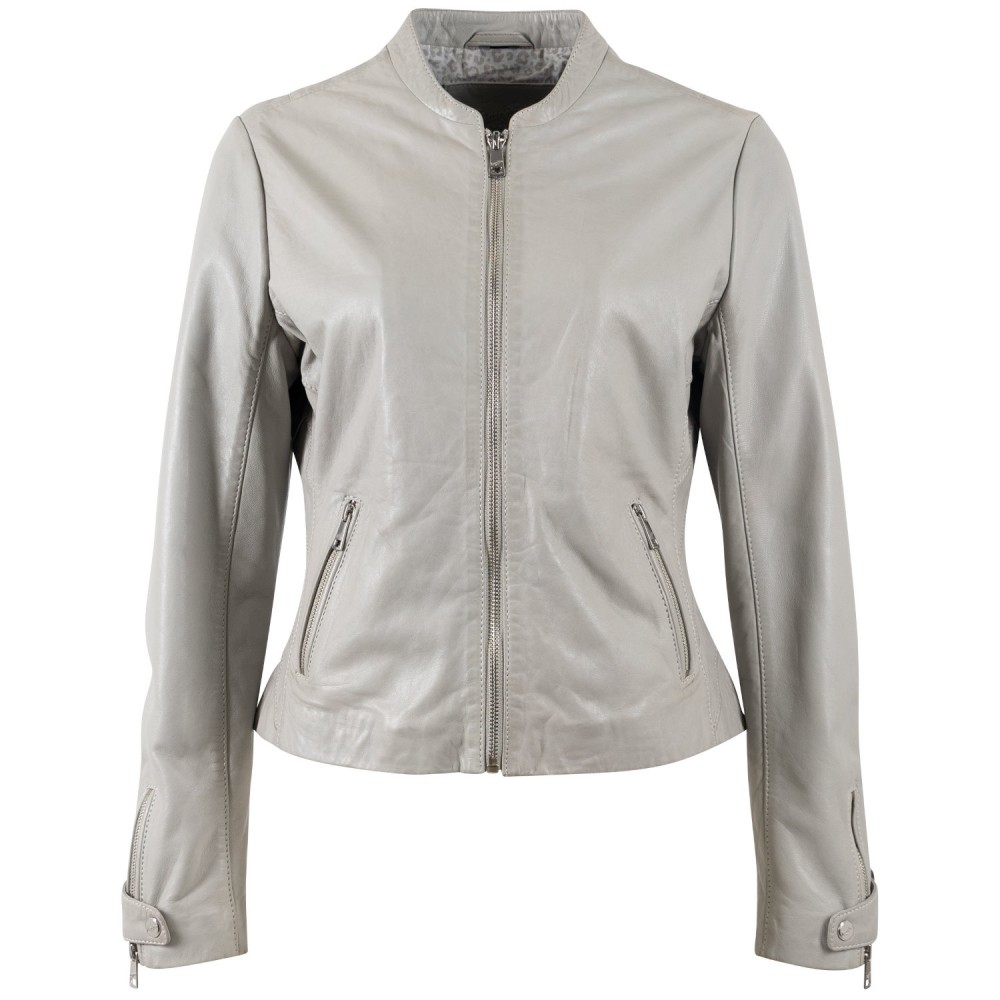 Kurtka skórzana damska Mauritius srebrnoszara MWLiliana - readytowear