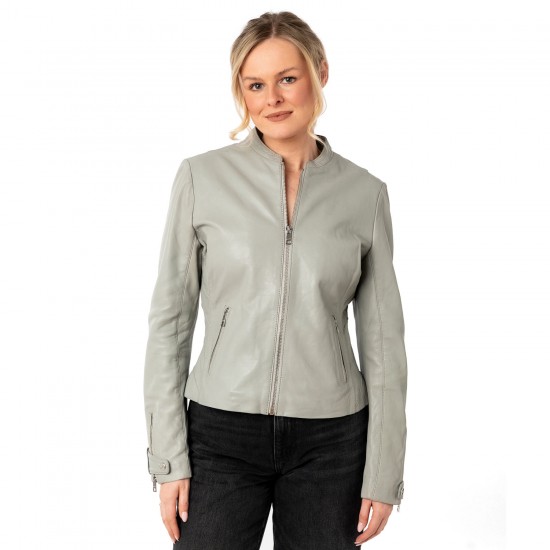 Kurtka skórzana damska Mauritius srebrnoszara MWLiliana
