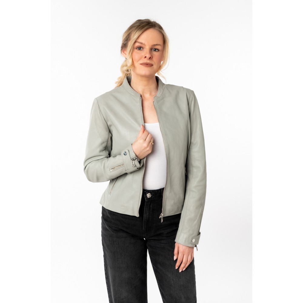 Kurtka skórzana damska Mauritius srebrnoszara MWLiliana - readytowear