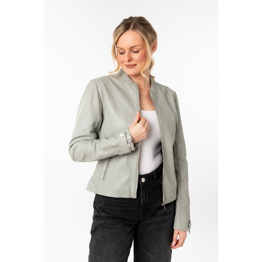 Kurtka skórzana damska Mauritius srebrnoszara MWLiliana - readytowear