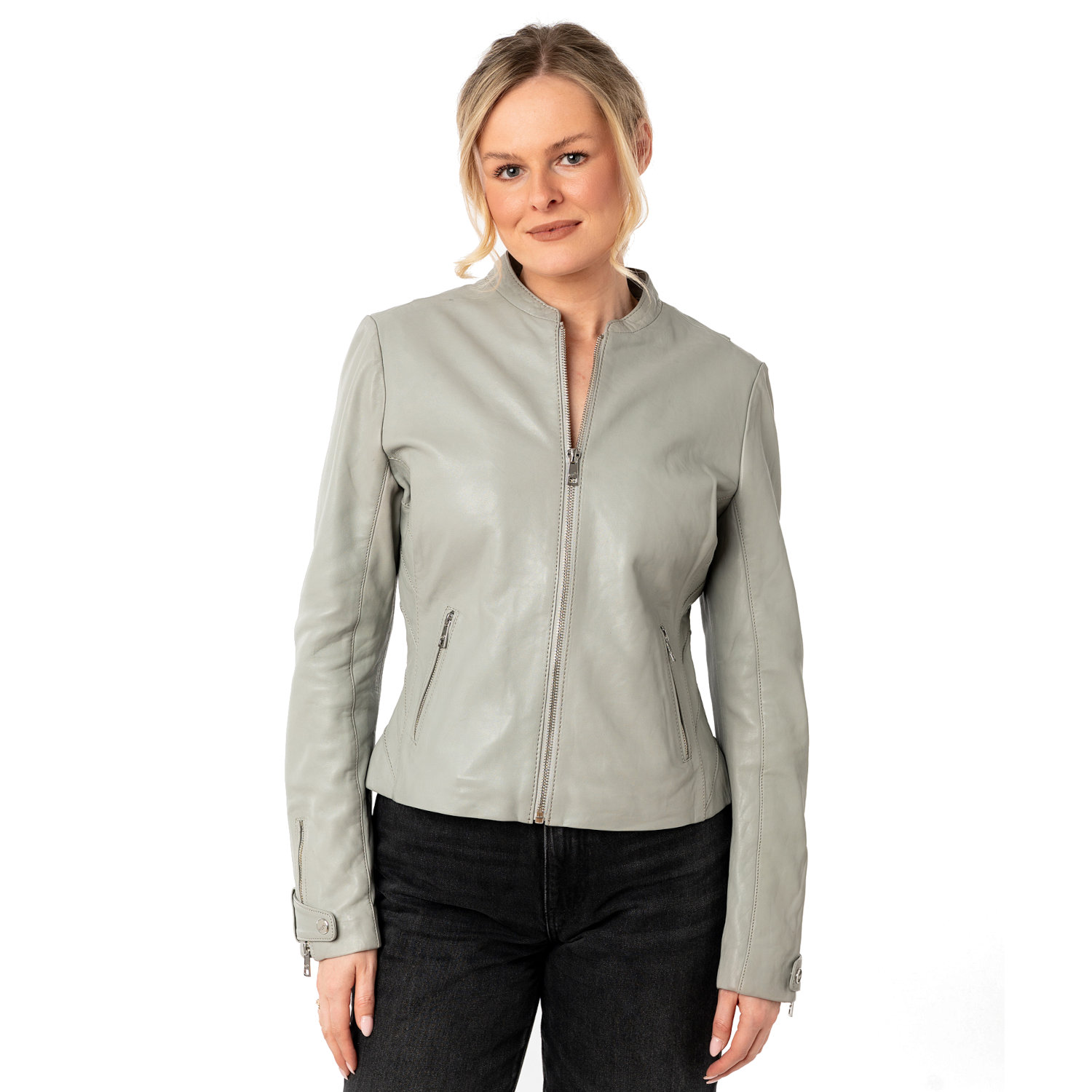 Kurtka skórzana damska Mauritius srebrnoszara MWLiliana – Kurtki skórzane