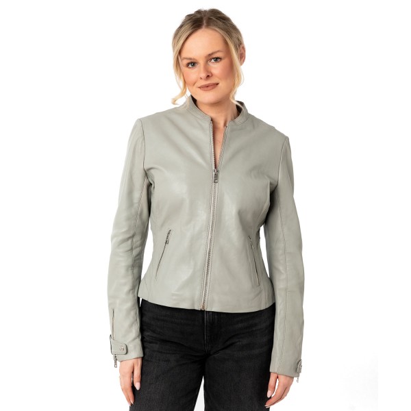 Kurtka skórzana damska Mauritius srebrnoszara MWLiliana