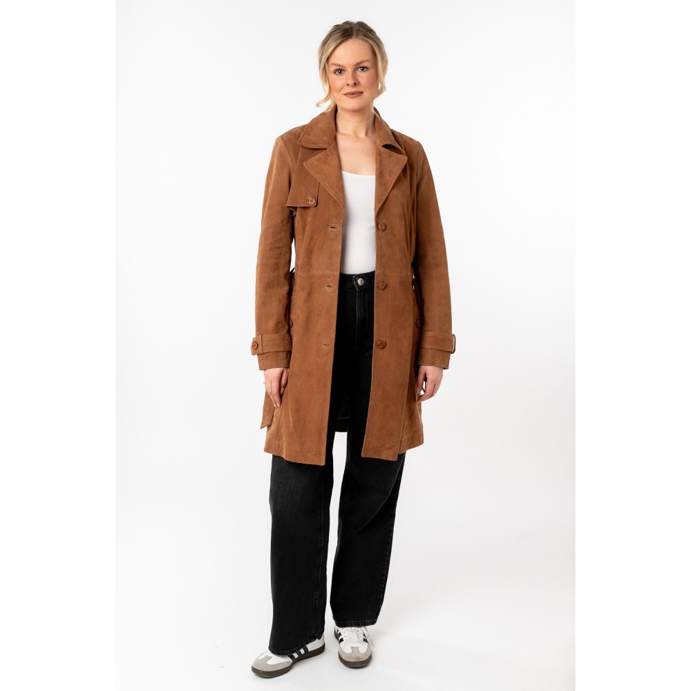 Długa skórzana kurtka damska Mauritius Cognac MWLilithy - readytowear