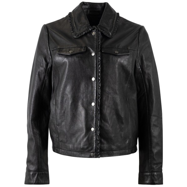 Damska krótka skórzana kurtka Mauritius Czarna MWLimma