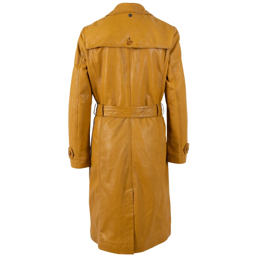 Długa skórzana kurtka damska Mauritius Ciemnożółta MWLiya - readytowear