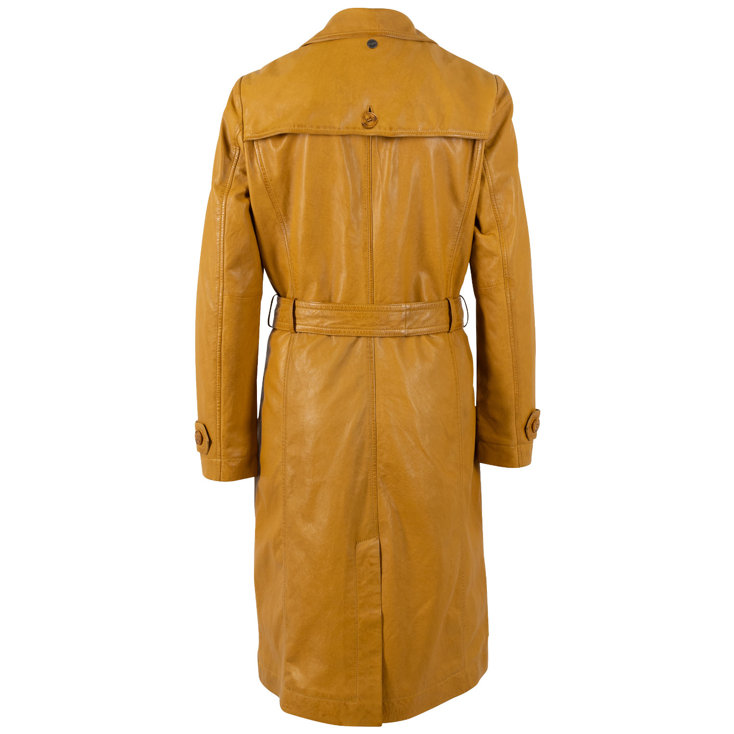 Długa skórzana kurtka damska Mauritius Ciemnożółta MWLiya – Kurtki skórzane