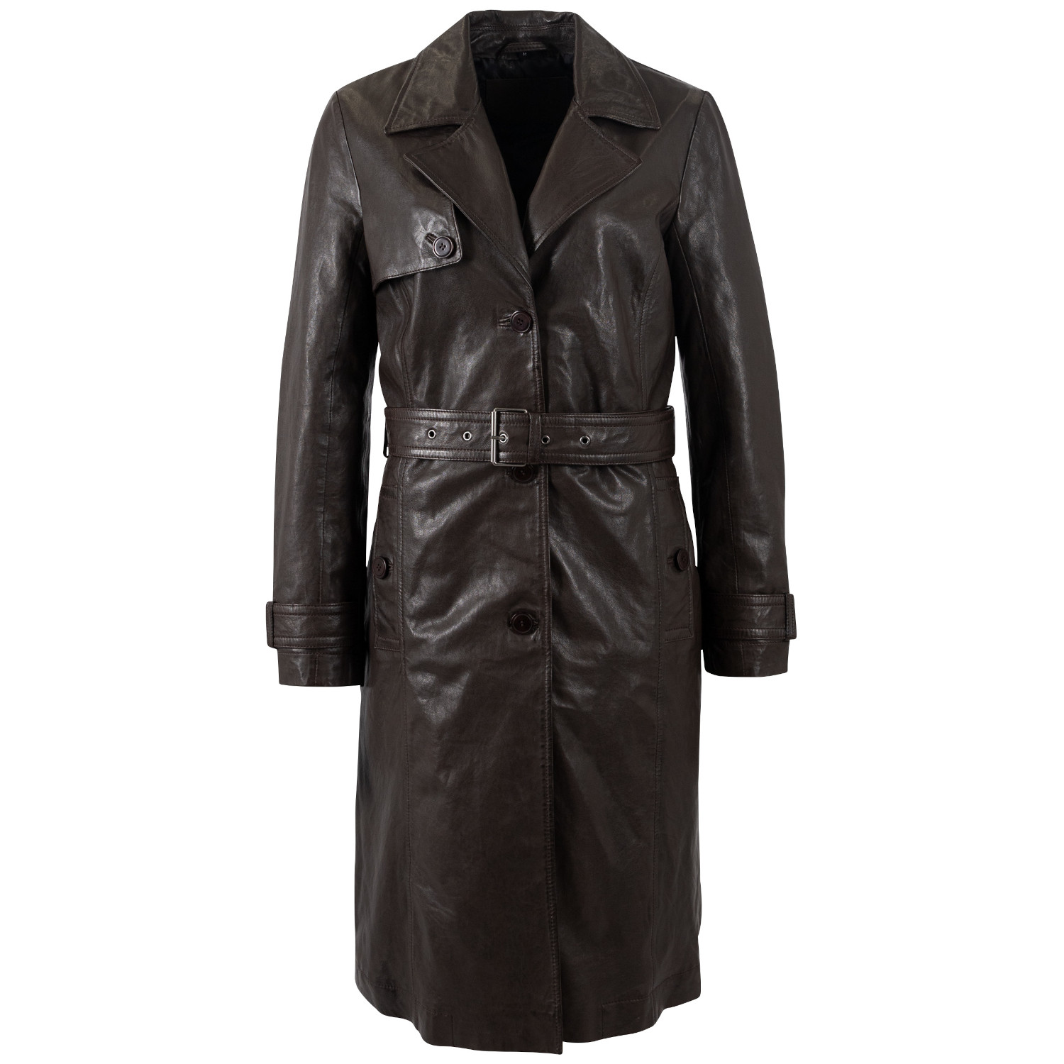 Długa skórzana kurtka damska Mauritius Ciemnobrązowa MWLiya – Kurtki skórzane