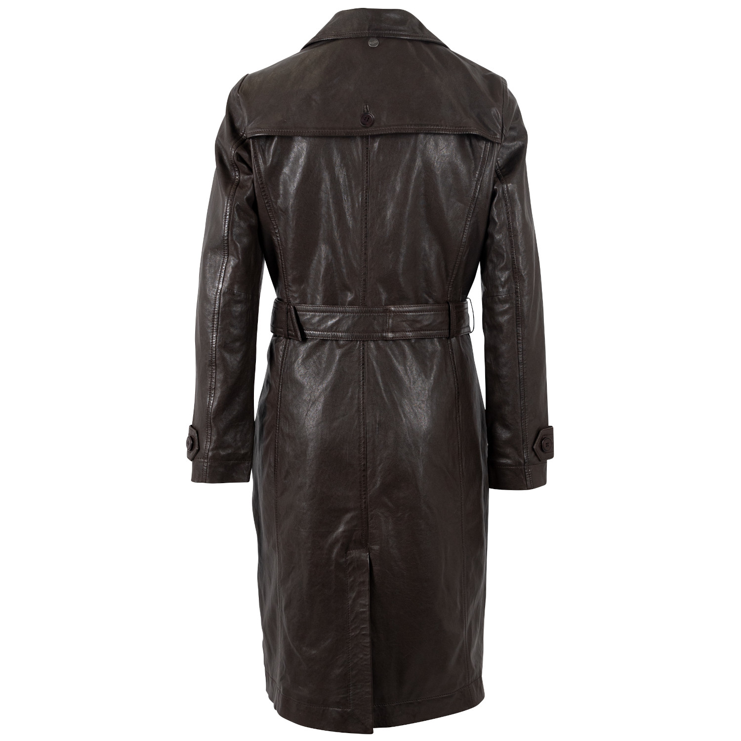 Długa skórzana kurtka damska Mauritius Ciemnobrązowa MWLiya – Kurtki skórzane