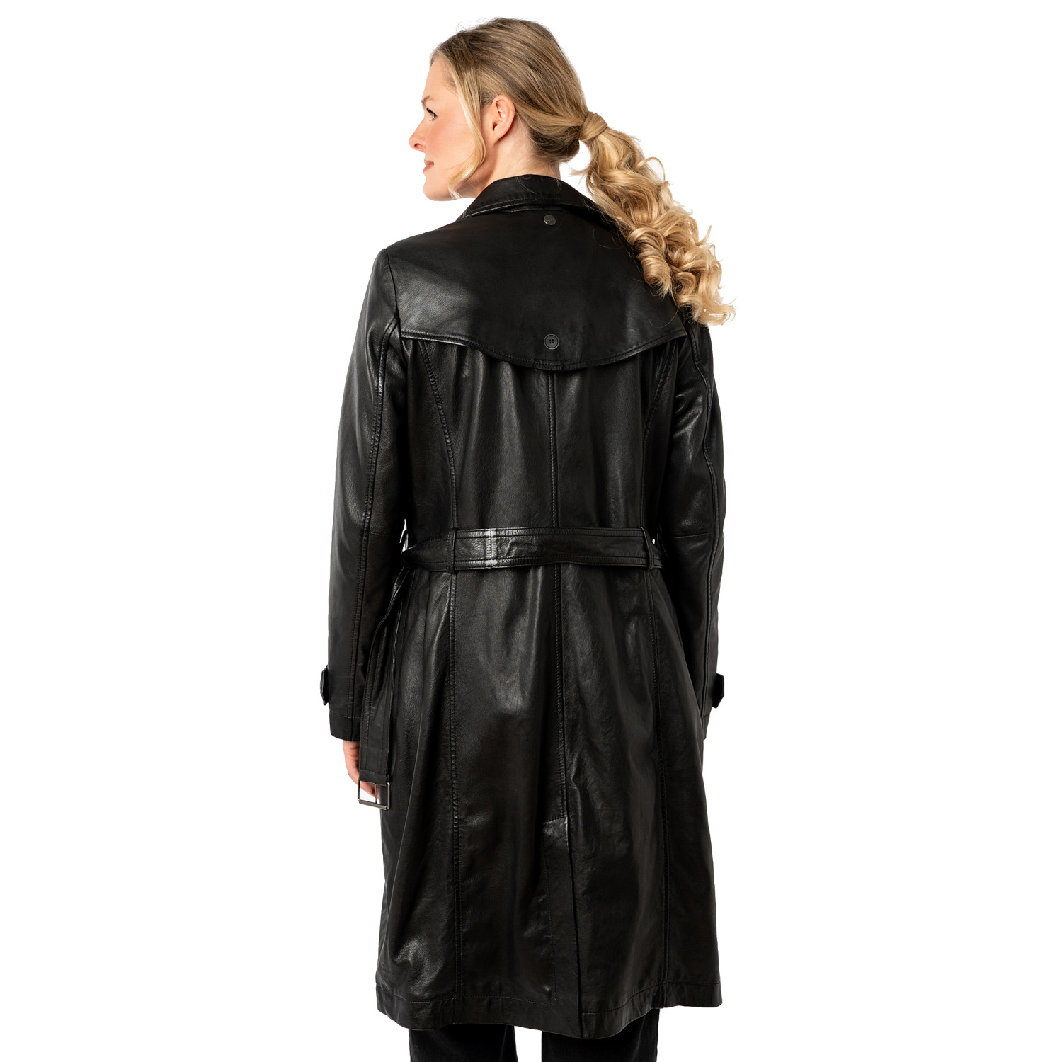 Długa skórzana kurtka damska Mauritius Czarna MWLiya – Kurtki skórzane