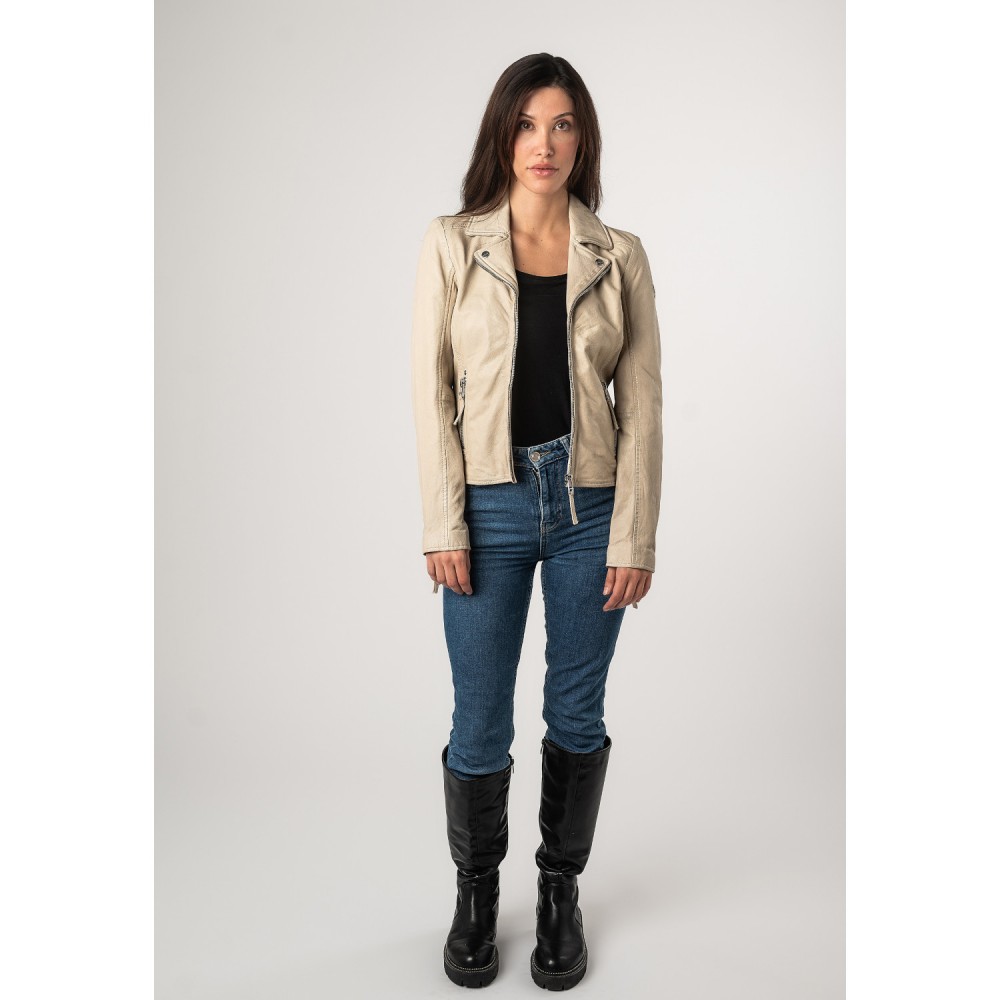 Kurtka skórzana damska Mauritius Off White MWLouzia - readytowear