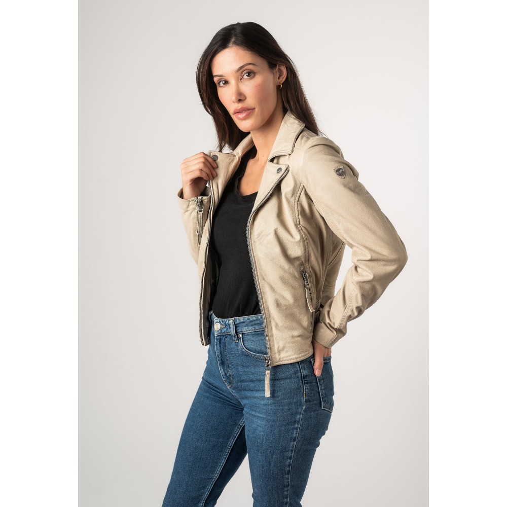 Kurtka skórzana damska Mauritius Off White MWLouzia - readytowear