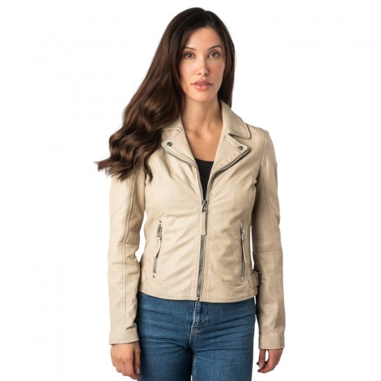 Kurtka skórzana damska Mauritius Off White MWLouzia