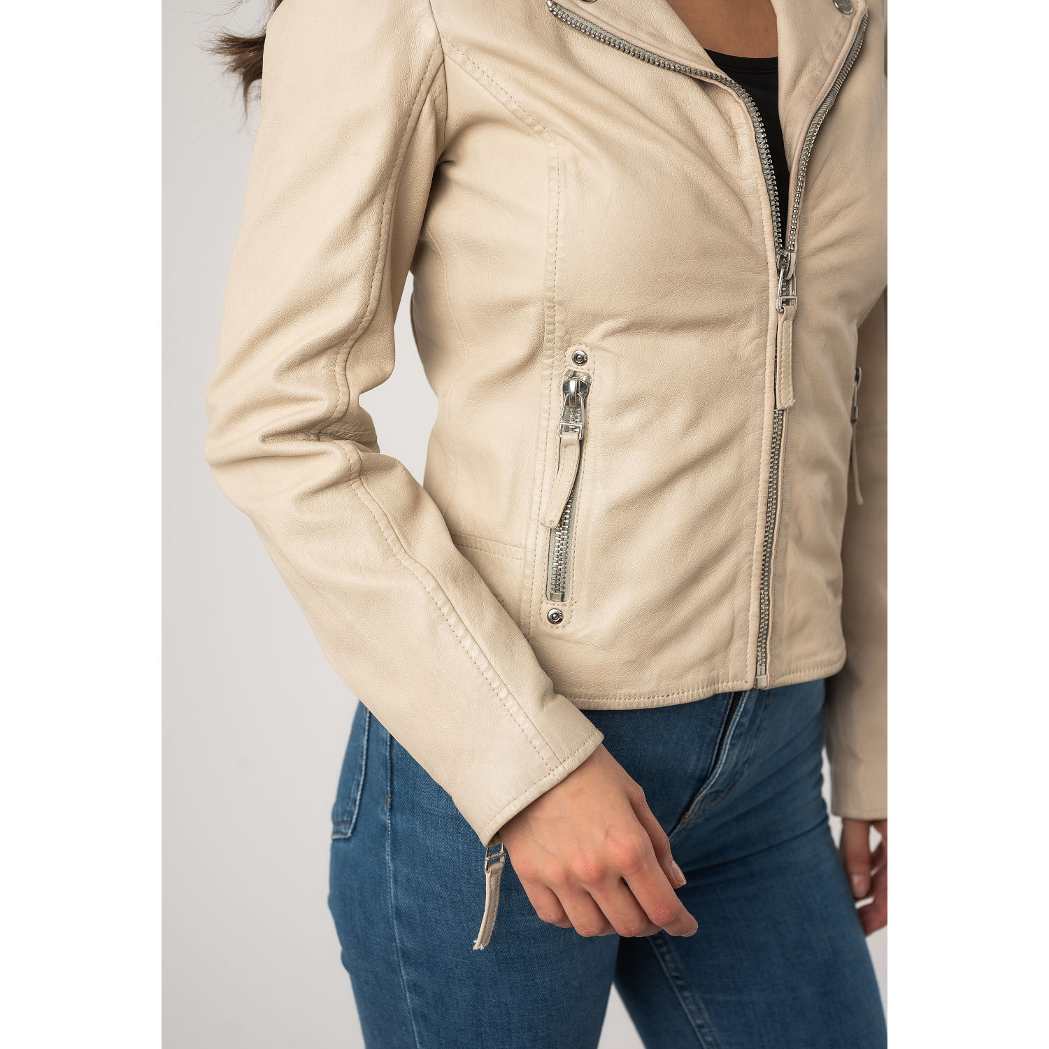 Kurtka skórzana damska Mauritius Off White MWLouzia – Kurtki skórzane