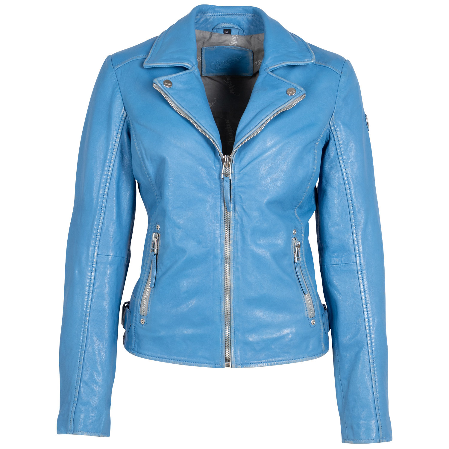 Kurtka skórzana damska Mauritius niebieska MWLouzia – Kurtki skórzane