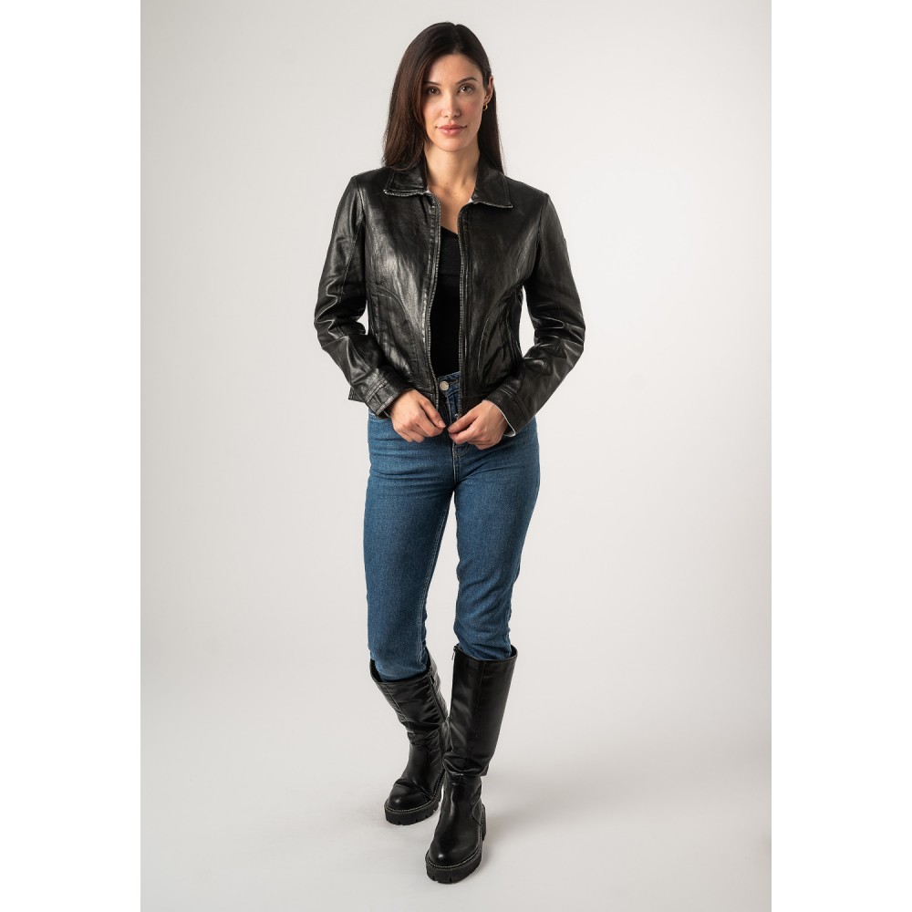 Kurtka skórzana damska Mauritius Czarna MWLusan - readytowear
