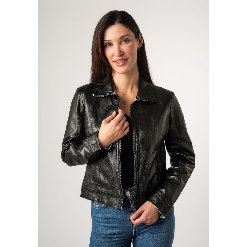 Kurtka skórzana damska Mauritius Czarna MWLusan - readytowear