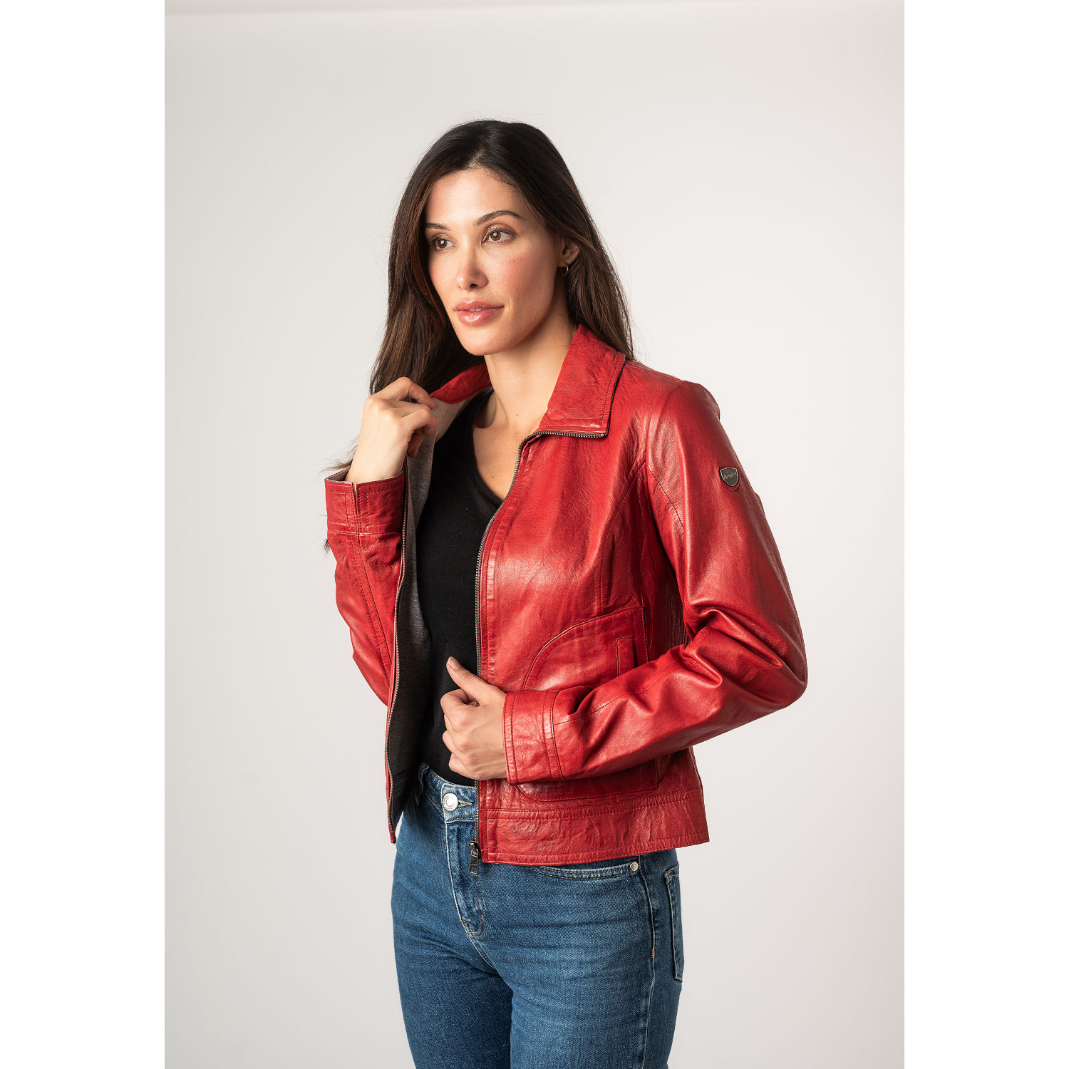 Kurtka skórzana damska Mauritius czerwona MWLusan – Kurtki skórzane