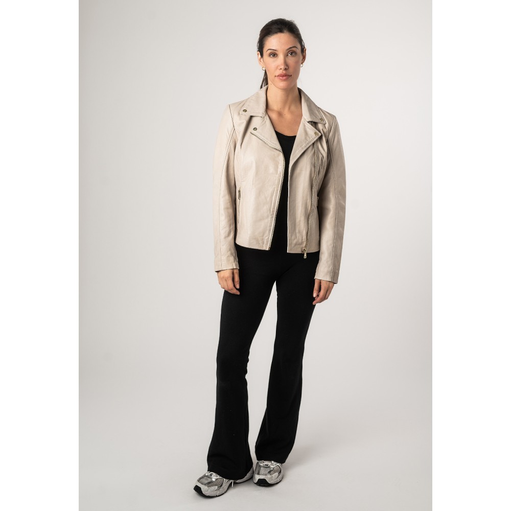 Kurtka skórzana damska Mauritius kość słoniowa biała MWLylli - readytowear