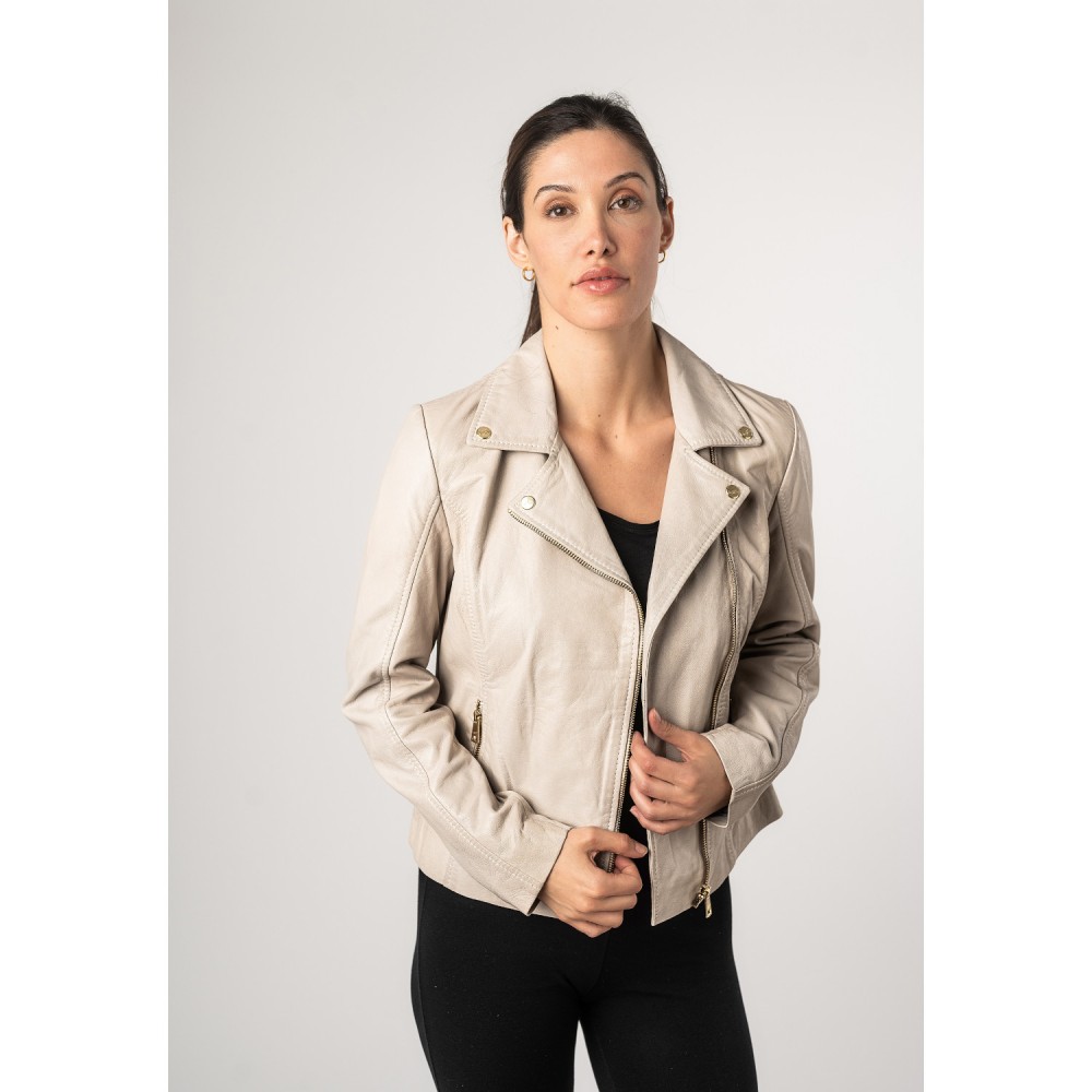 Kurtka skórzana damska Mauritius kość słoniowa biała MWLylli - readytowear