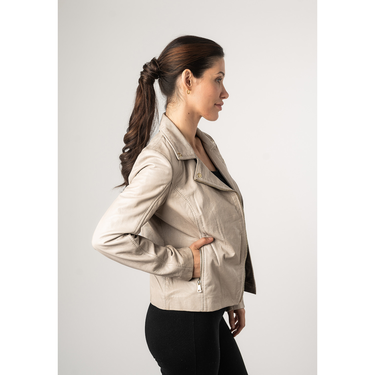 Kurtka skórzana damska Mauritius kość słoniowa biała MWLylli – Kurtki skórzane