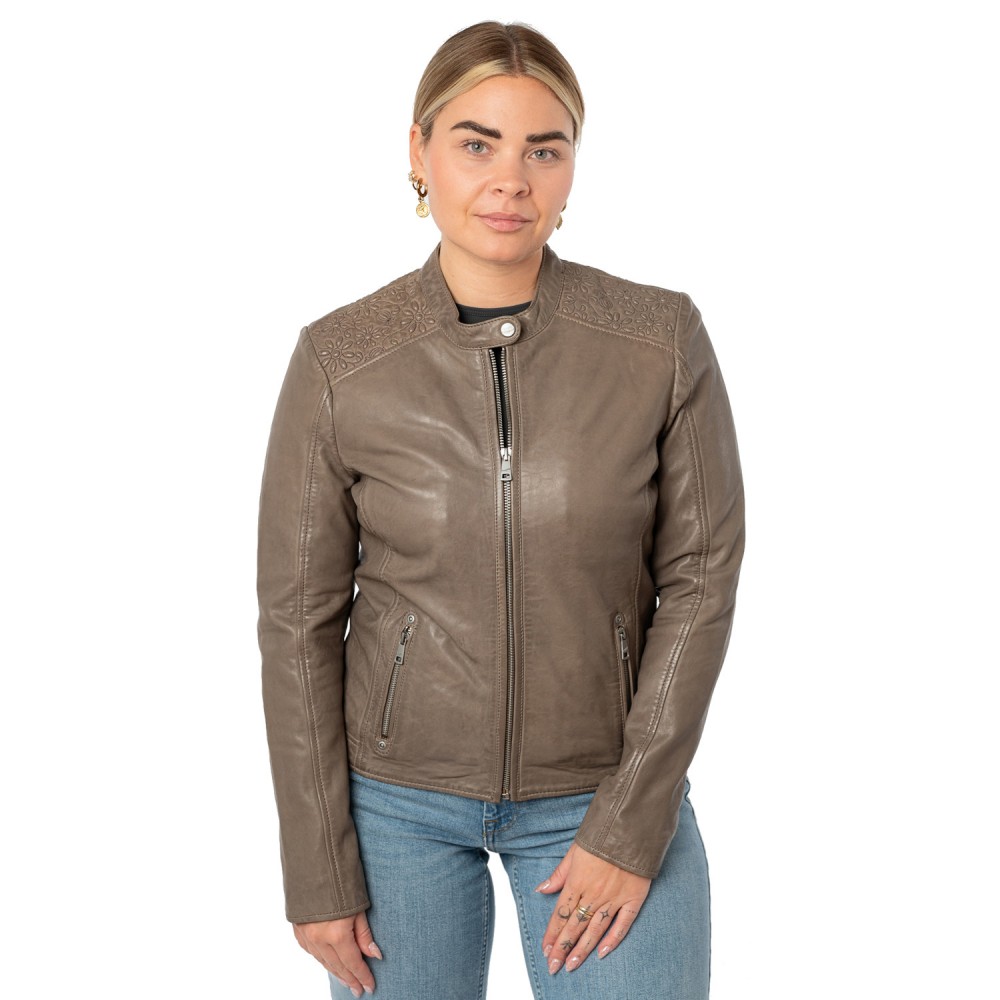 Kurtka skórzana damska Mauritius brązowa MWMabou