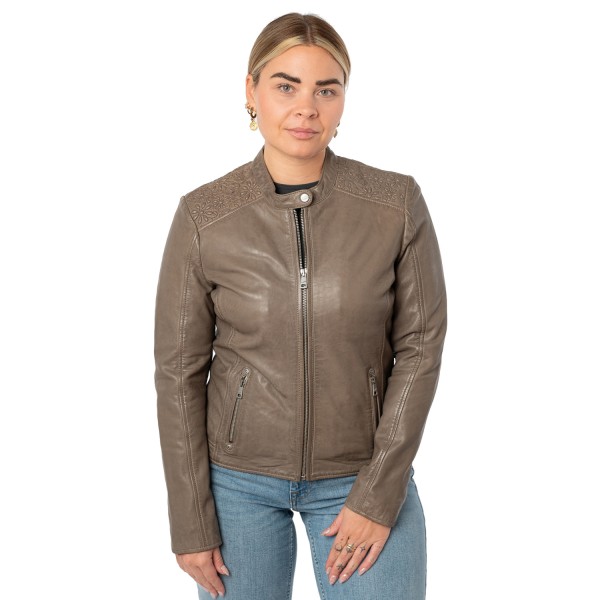 Kurtka skórzana damska Mauritius brązowa MWMabou