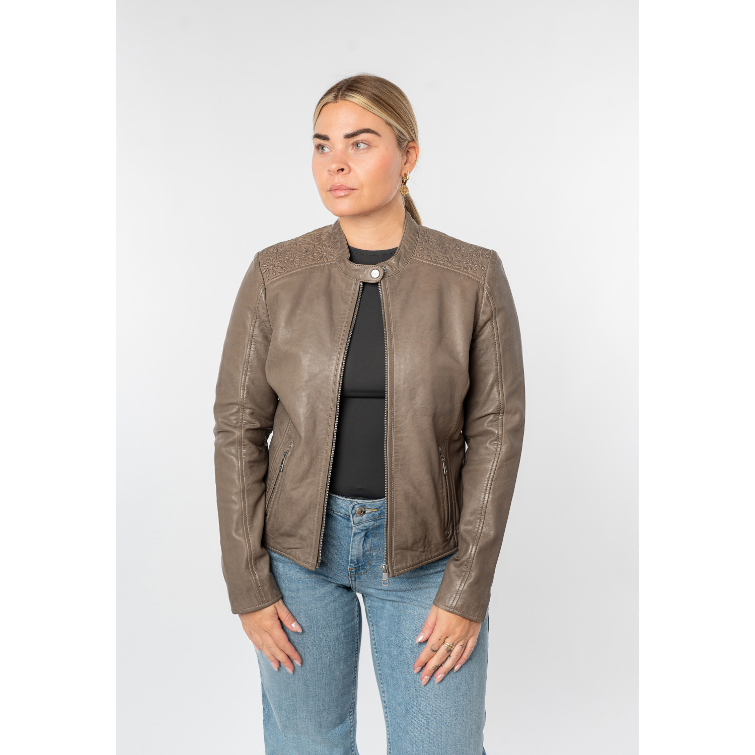 Kurtka skórzana damska Mauritius brązowa MWMabou – Kurtki skórzane