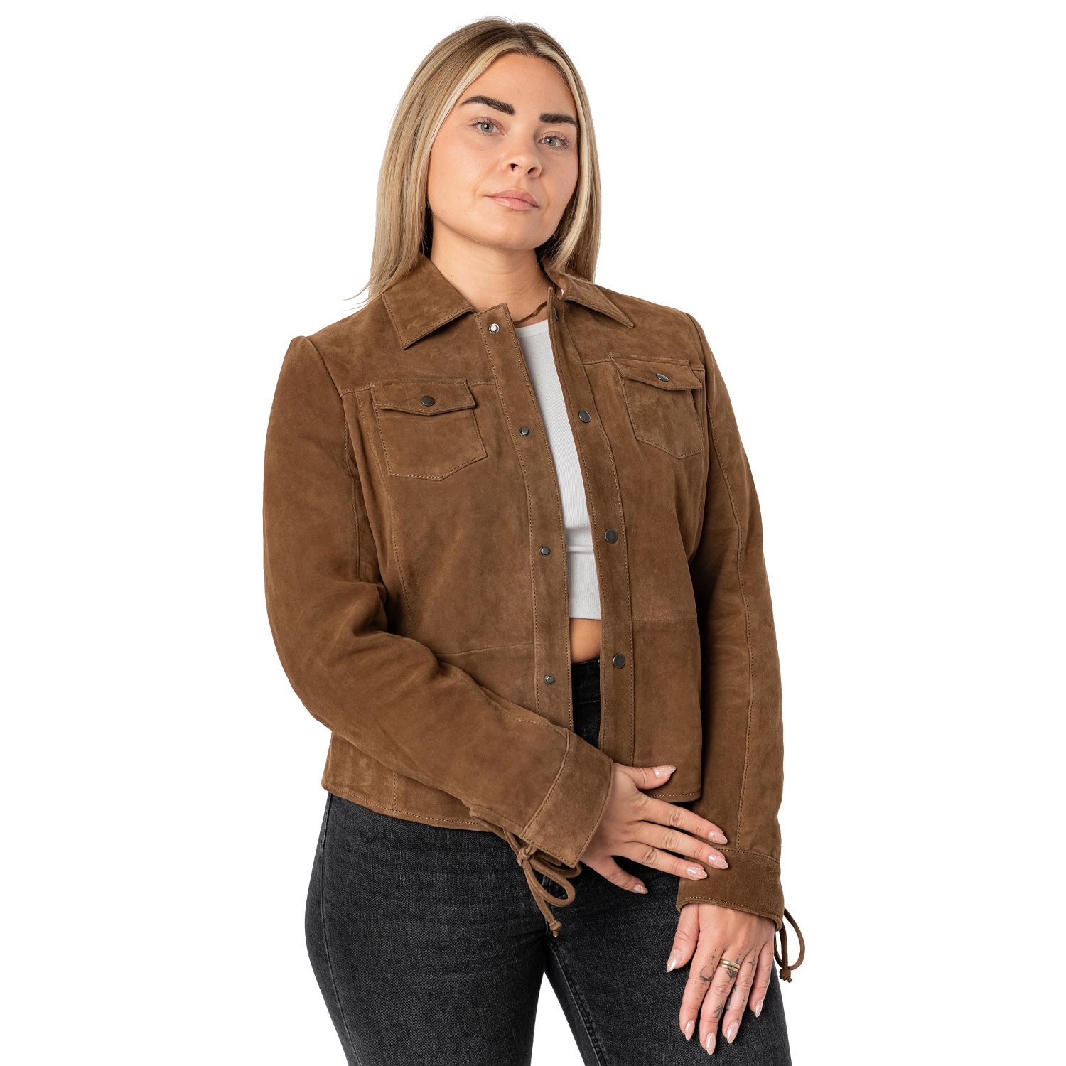 Koszula skórzana damska Mauritius Ciemny Camel MWMahali