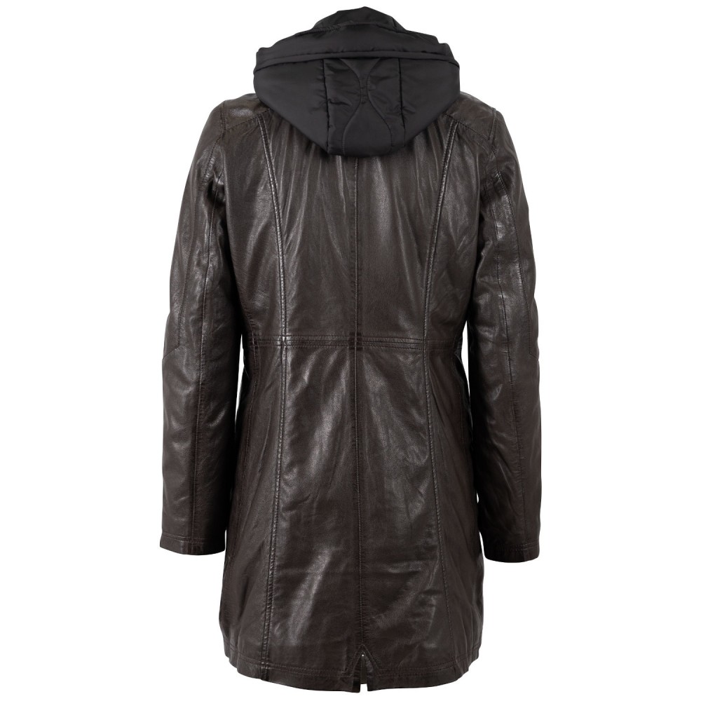 Długa skórzana kurtka damska Mauritius Ciemnobrązowa MWMilene - readytowear