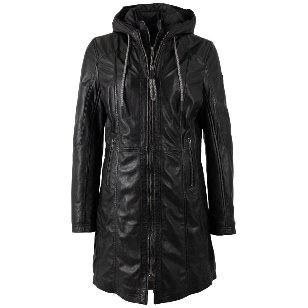 Długa skórzana kurtka damska Mauritius Czarna MWMilene - readytowear