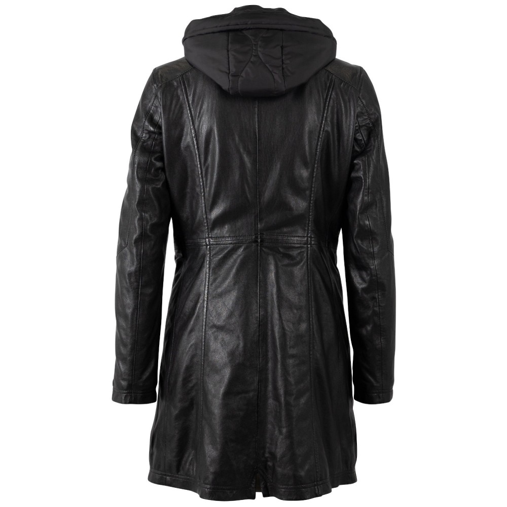 Długa skórzana kurtka damska Mauritius Czarna MWMilene - readytowear
