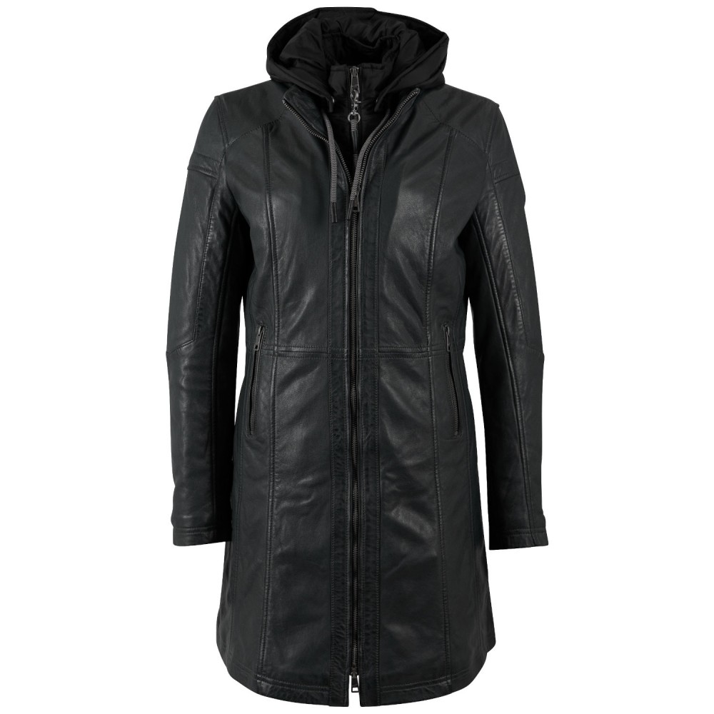 Długa skórzana kurtka damska Mauritius Ciemnozielona MWMilene - readytowear