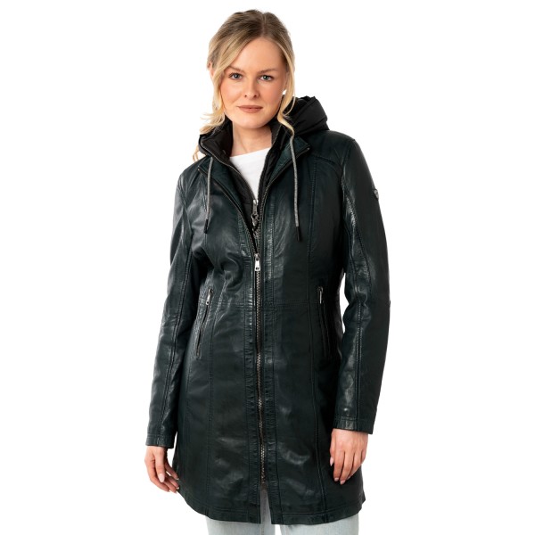 Długa skórzana kurtka damska Mauritius Ciemnozielona MWMilene