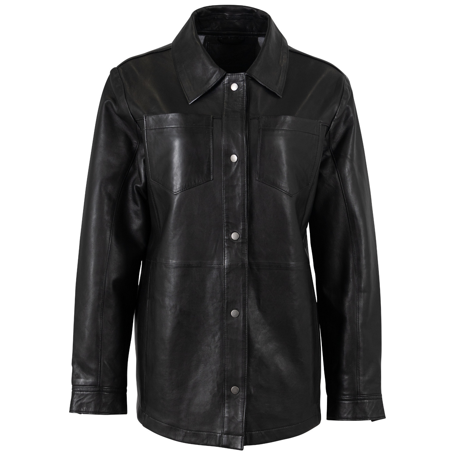 Długa skórzana koszula damska Mauritius Czarna MWNadya