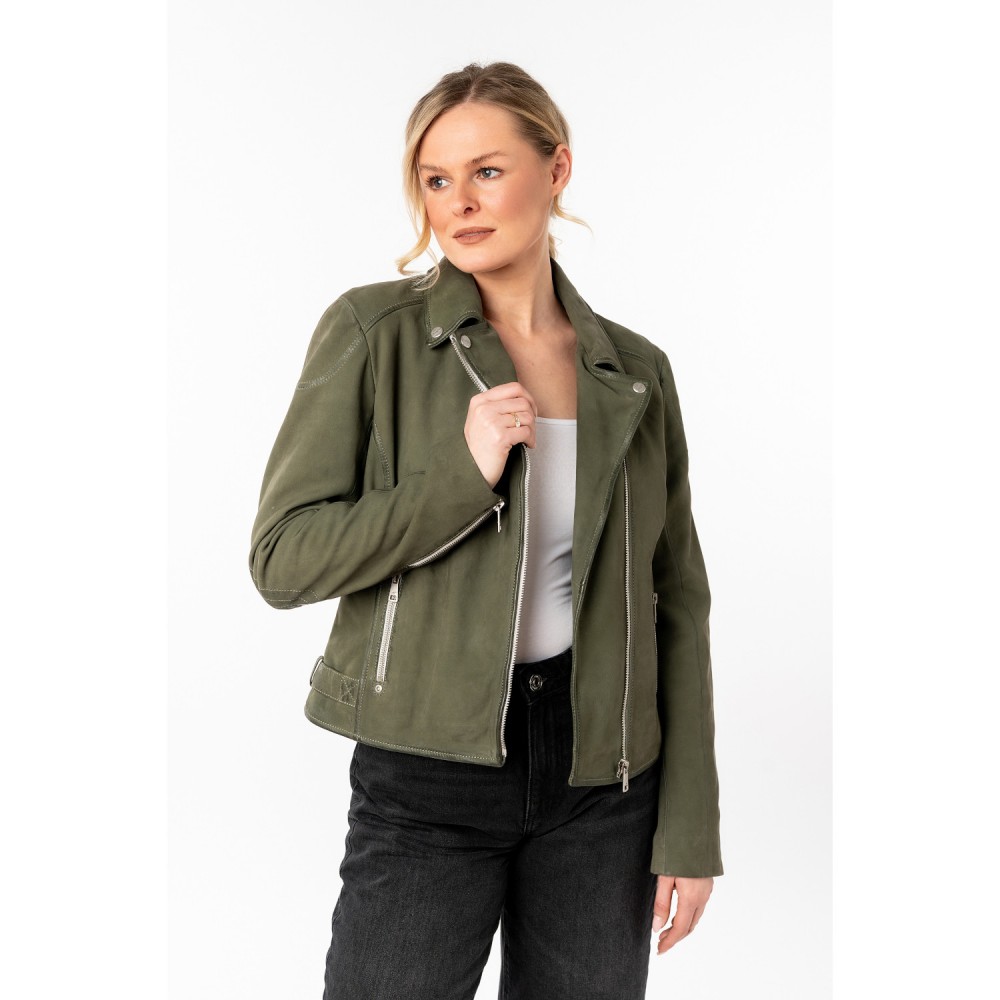 Kurtka skórzana damska Mauritius Oliwkowa MWNalani - readytowear