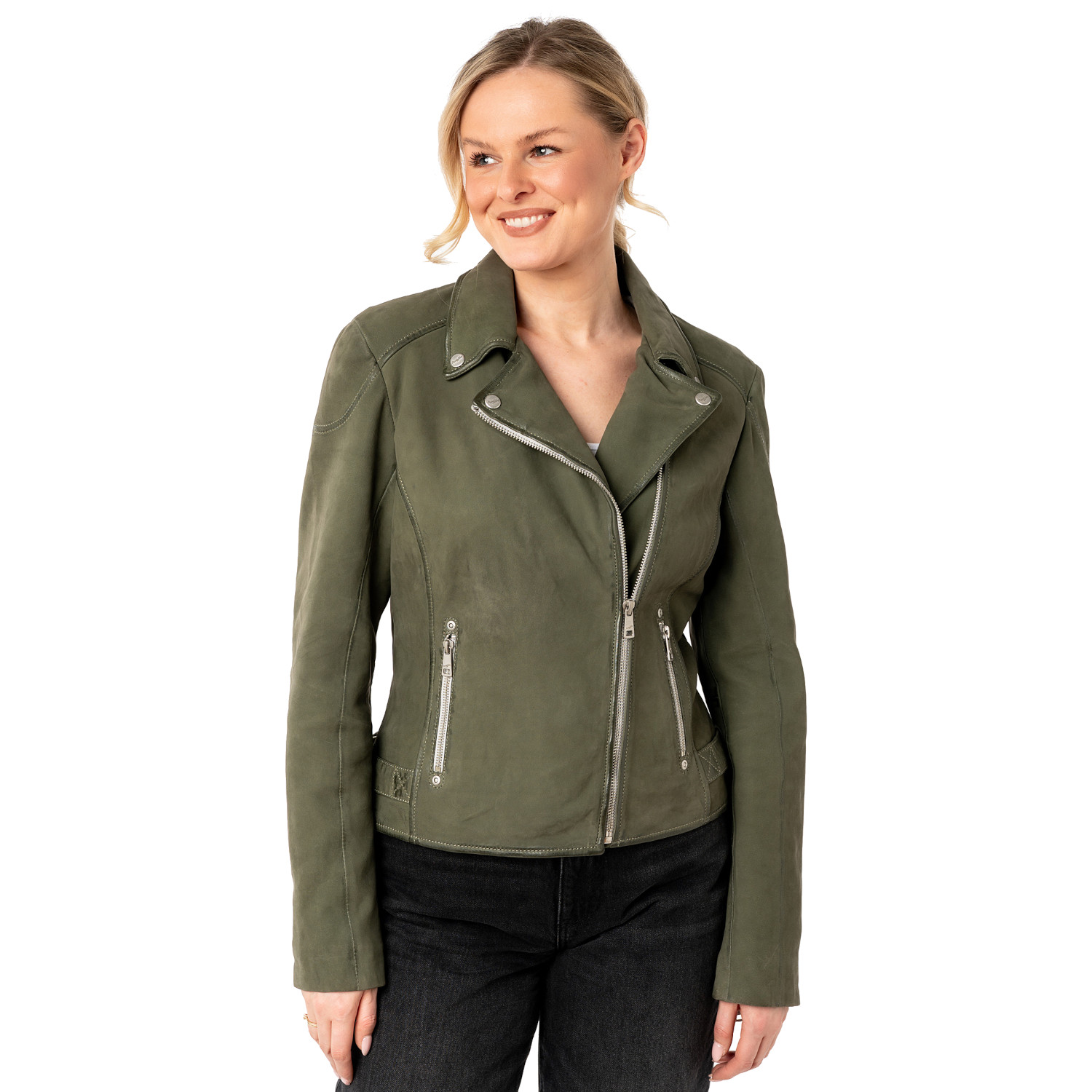 Kurtka skórzana damska Mauritius Oliwkowa MWNalani – Kurtki skórzane