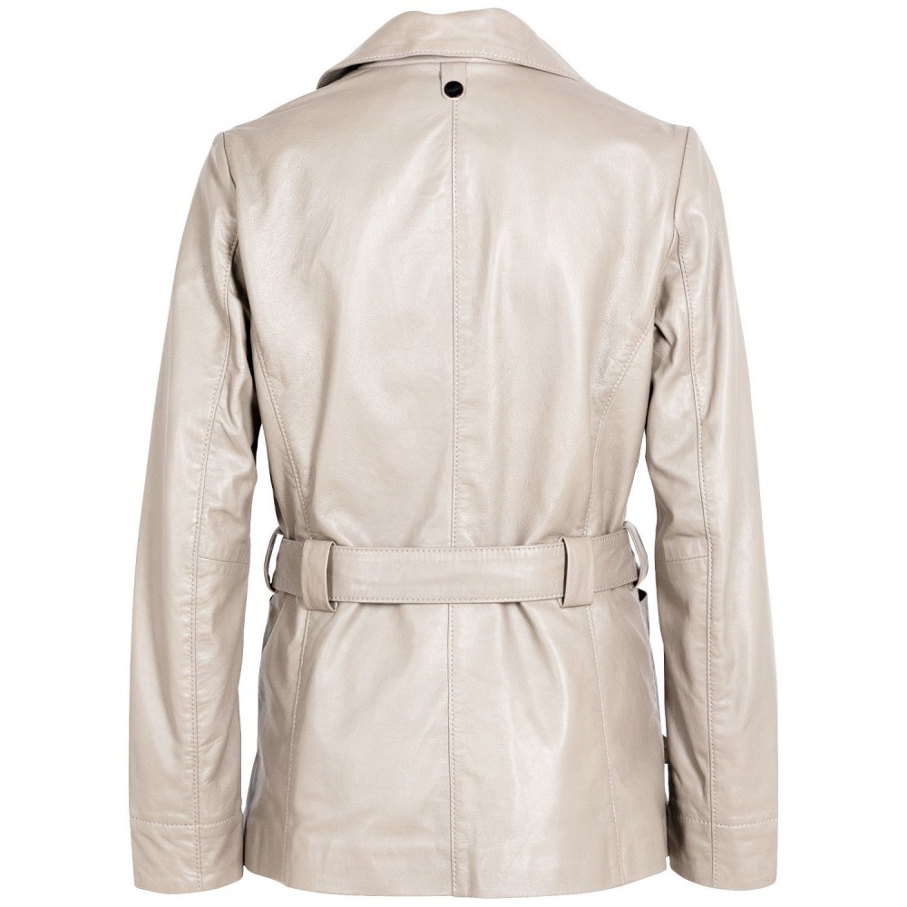 Długa skórzana kurtka damska Mauritius kość słoniowa MWOlvia