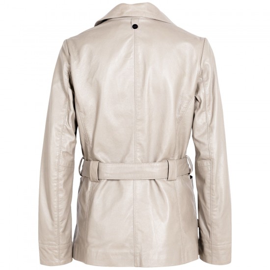 Długa skórzana kurtka damska Mauritius kość słoniowa MWOlvia