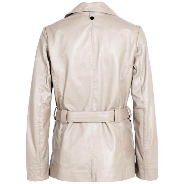 Długa skórzana kurtka damska Mauritius kość słoniowa MWOlvia