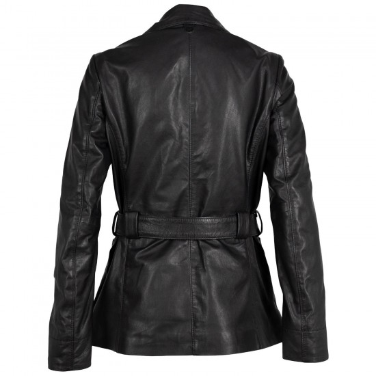 Długa skórzana kurtka damska Mauritius Czarna MWOlvia