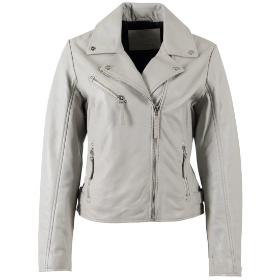 Kurtka skórzana damska Mauritius srebrnoszara MWPasja