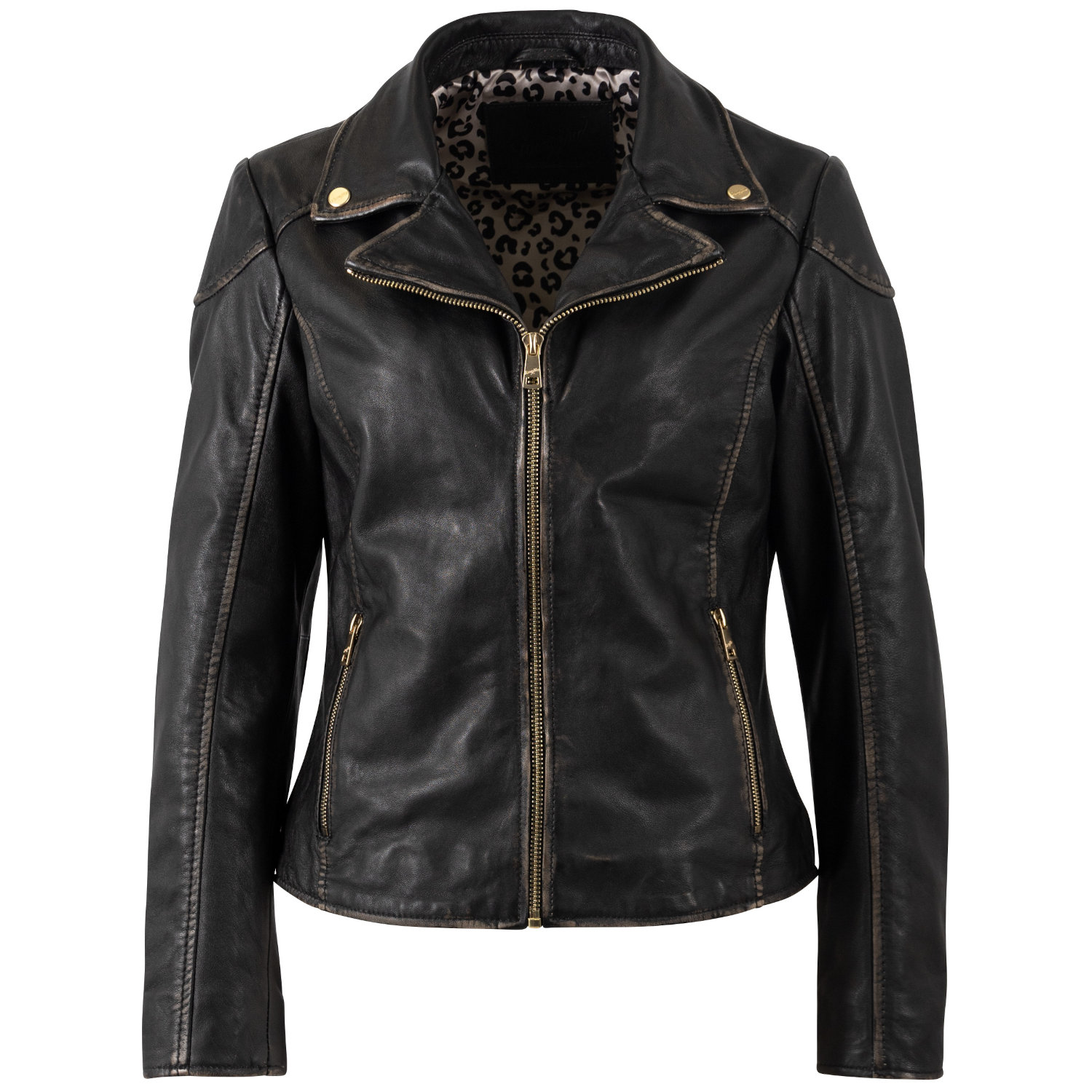 Kurtka skórzana damska Mauritius czarno-beżowa MWPeetho – Kurtki skórzane