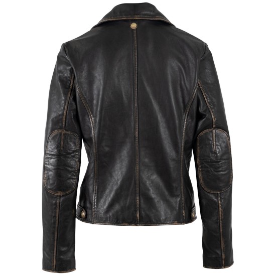 Kurtka skórzana damska Mauritius czarno-beżowa MWPejah