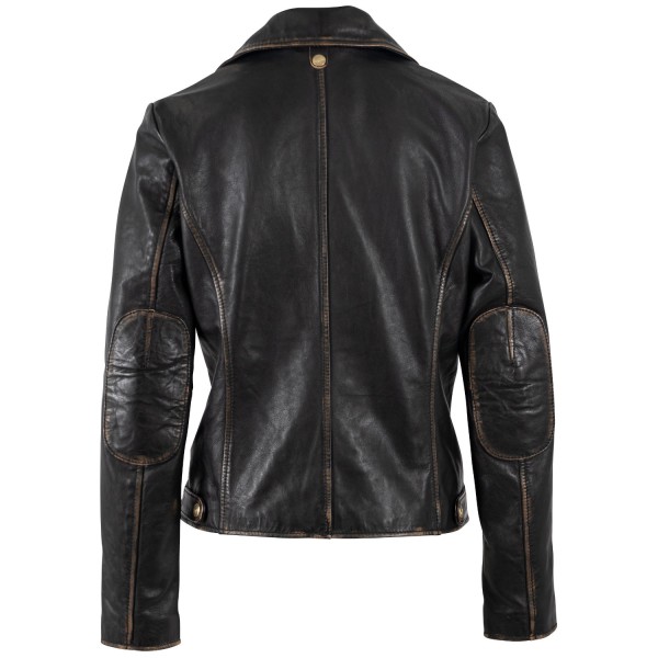 Kurtka skórzana damska Mauritius czarno-beżowa MWPejah